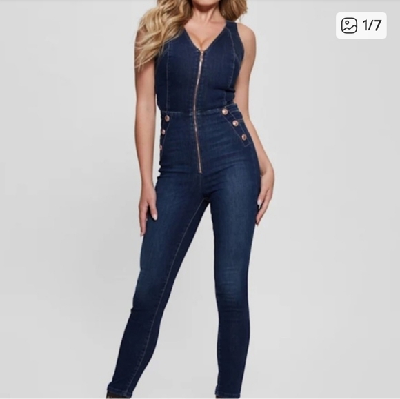 GUESS Reina Denim Jumpsuit - Picture 15 of 16